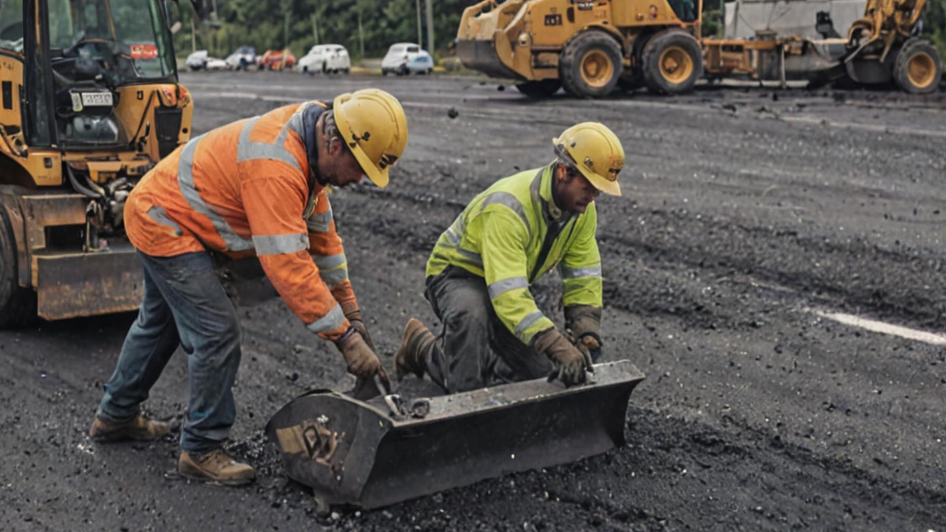 Professional road construction and asphalt paving work